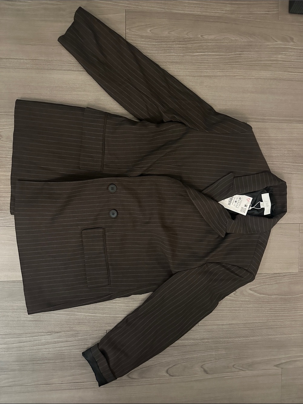 Zara Brown Pinstripe Blazer